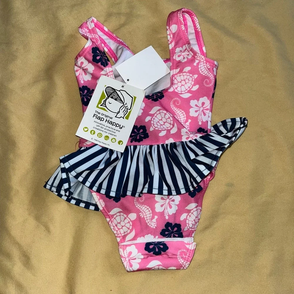Flap Happy Kids UV 50 NWT Pink Ruffle Swimsuit Size 12M